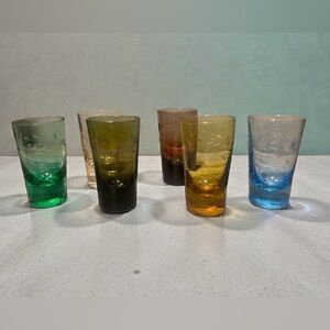 Colorful vintage NAPCO Glass Shot Glass Set